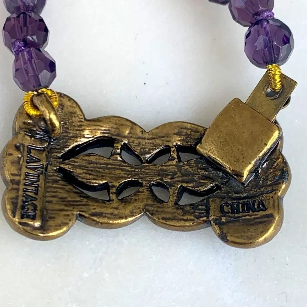 Qvc La Vintage Purple Bead Necklace With Swarovski Clasp 24” — image 5 of 7